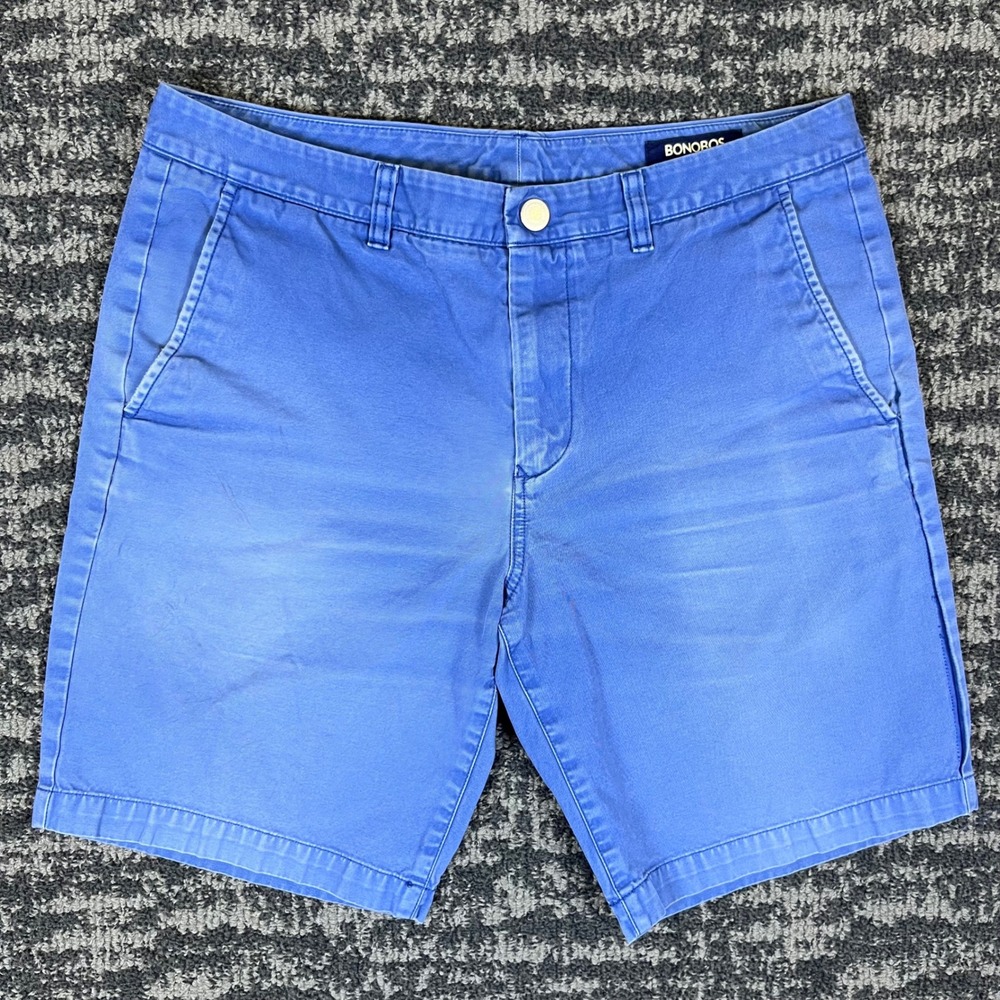 Bonobos Washed Chinos Shorts Mens 33 Blue 9 Inch Inseam Casual‎ Preppy Summer